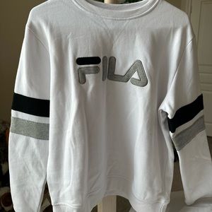 White and black FILA sweater